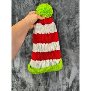 Christmas Striped Hat Knitted Beanie with Pom Pom